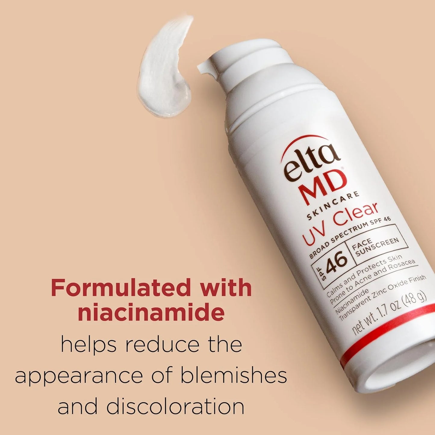 EltaMD UV Clear Face Sunscreen SPF 46, Oil Free Sunscreen for Face with Zinc Oxide, Dermatologist Recommended Lotion, 1.7 oz Pump