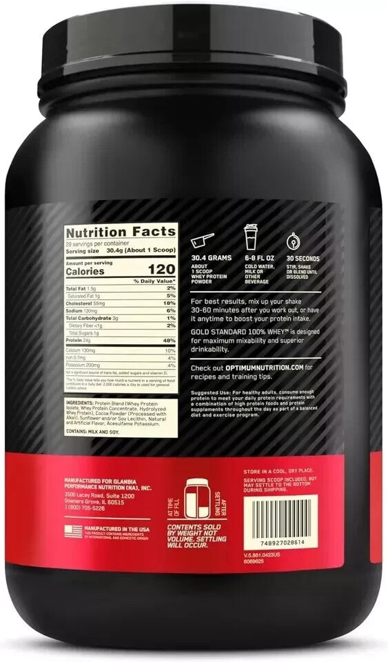 Optimum Nutrition Gold Standard 100% Whey Protein Powder, Double Rich Chocolate